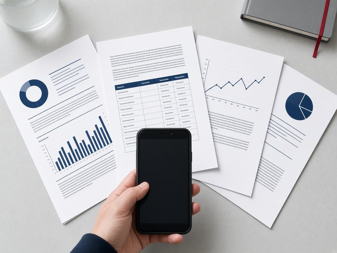 Documents on a desk ready for multipage scanning