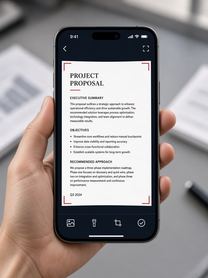 Phone capturing a document scan with Apexic Scan